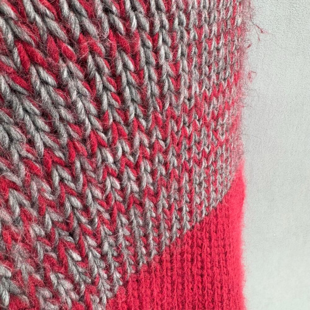 OF Handmade Alpaca Wool Blend Drop Shoulder Vest S Red Black Artsy Sustainable - Picture 10 of 15